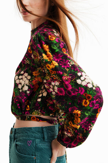 Blouse courte fleurie convertible | Desigual