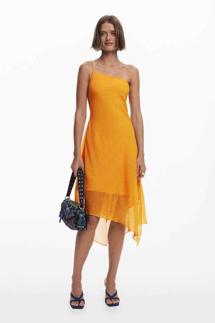 Asymmetrisches Midikleid mit Lagen