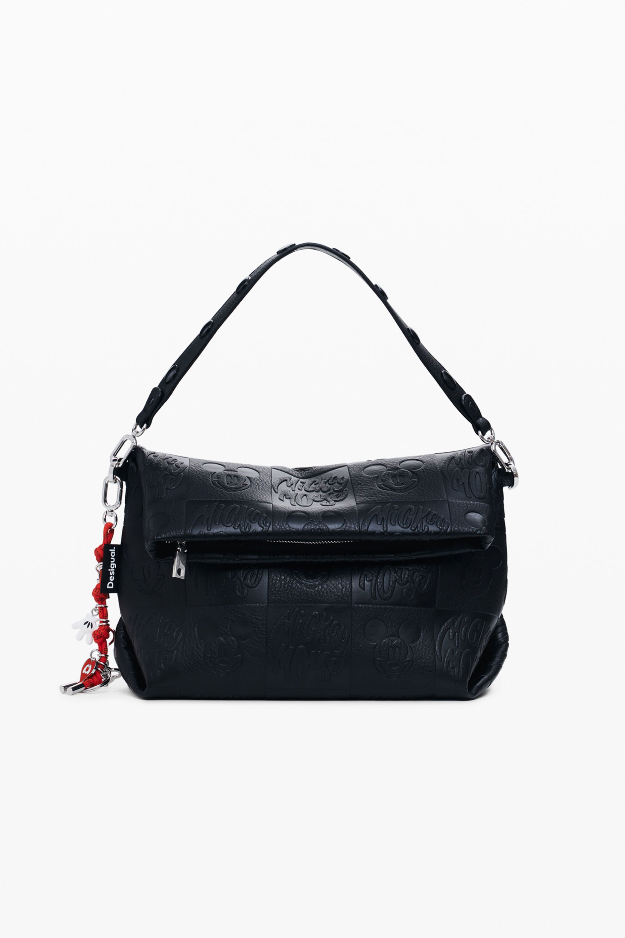 Middelgrote schoudertas met klep in leerlook Mickey™