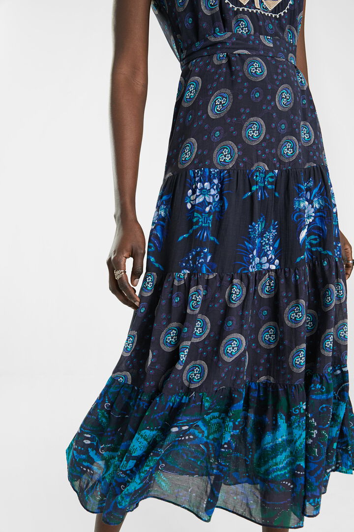 Midi dress embroidered halter | Desigual