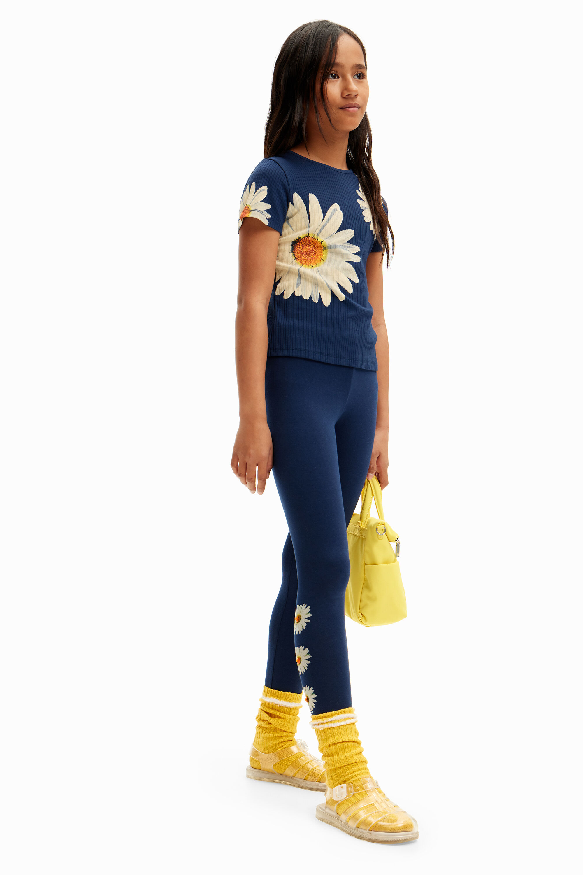 Maglietta coste margherite da bambina I Desigual