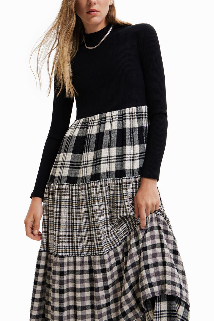 Midi dress with plaid skirt | Desigual