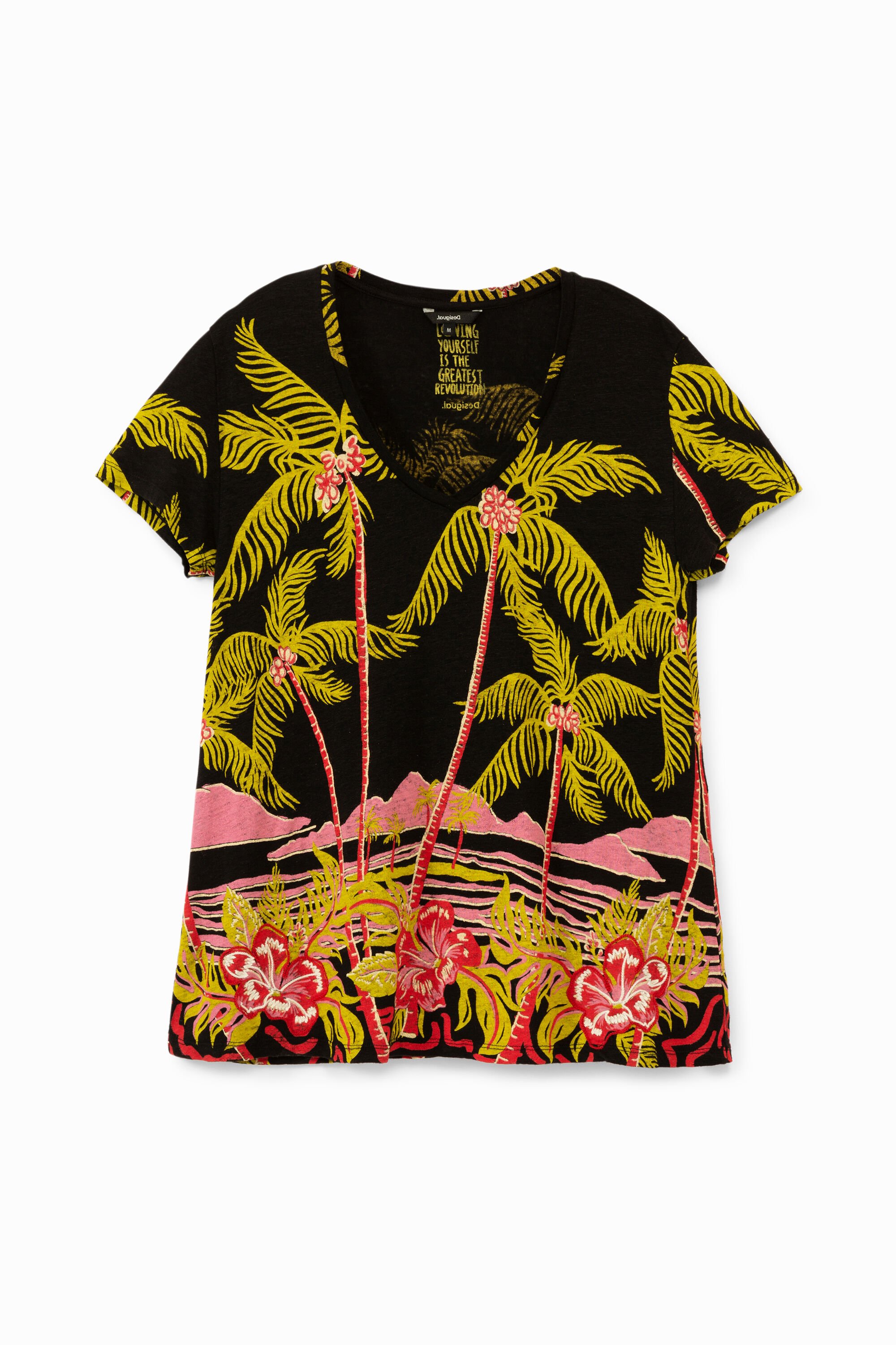 Leinen-T-Shirt im hawaiianischen Design