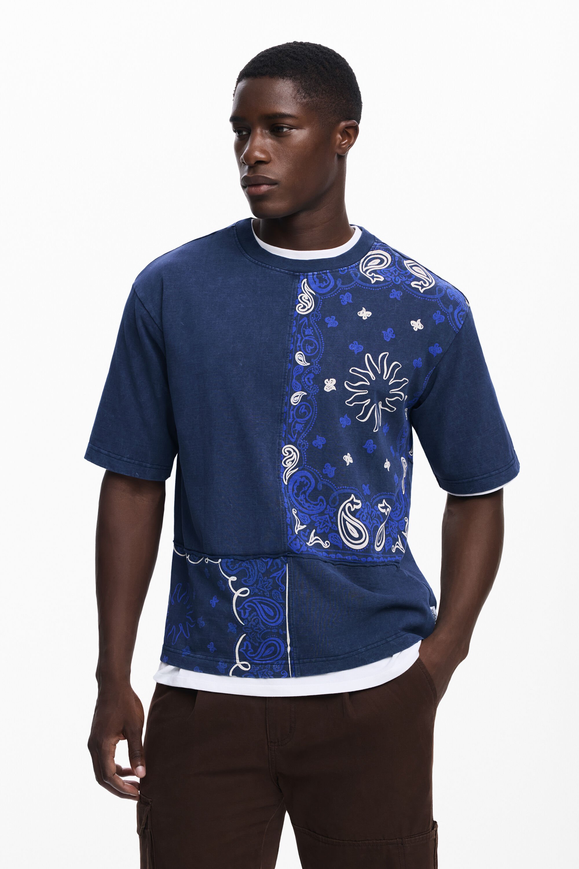 Desigual T-shirt zon patches - BLUE