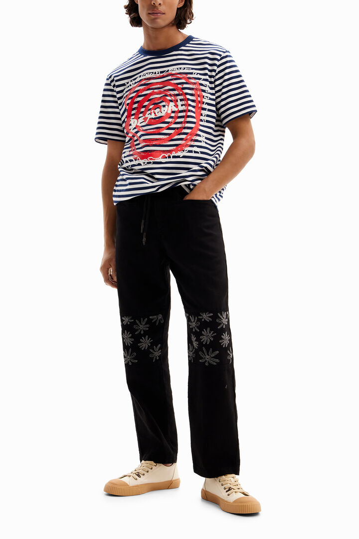 Trousers with floral details | Desigual