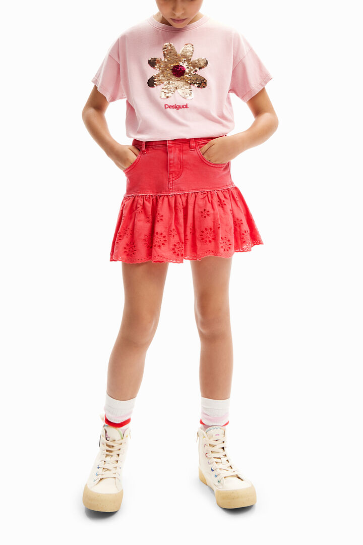 Minifalda vaquera volante brillo | Desigual