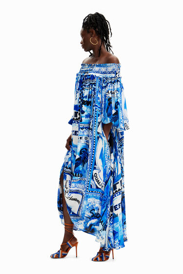 Stella Jean long arty postcard dress | Desigual