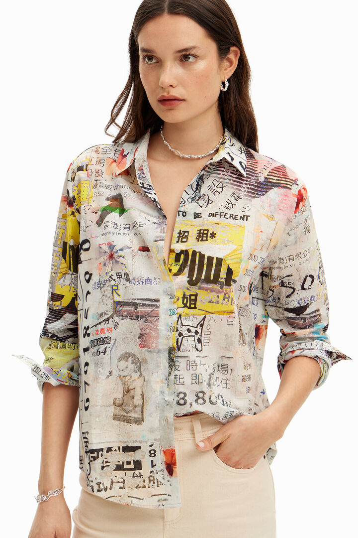 Camisa recortes periódico | Desigual