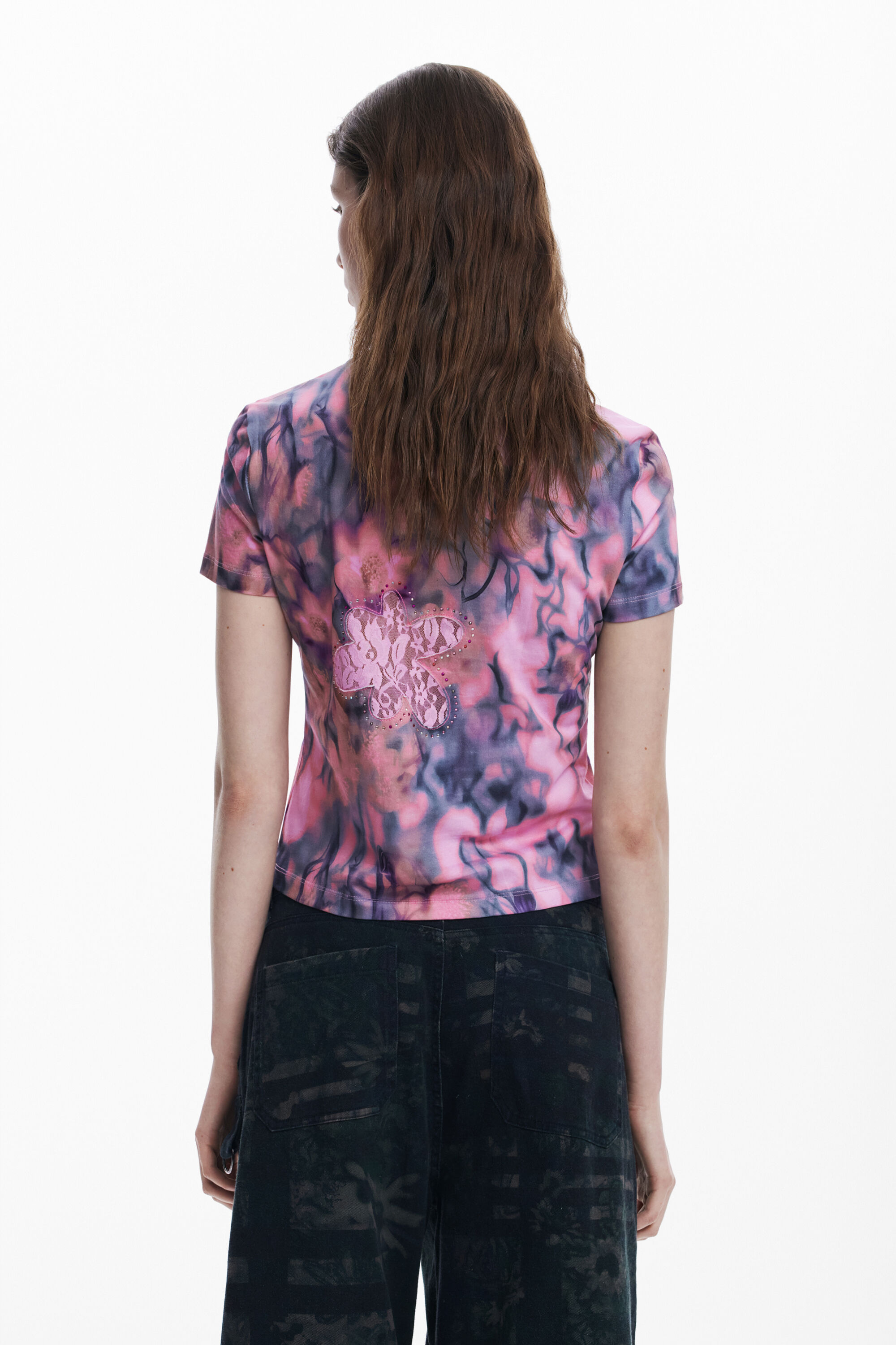 売れ筋商品|||デジグアル Tシャツ トップス レディース Women's Collina Strada cut-out T-shirt Blue Collina Strada cut-out T-shirt Women's I Desigual.com