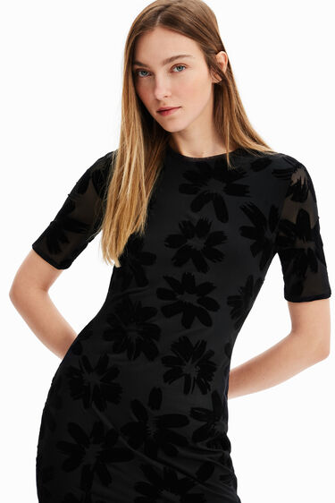 Short slim floral dress | Desigual
