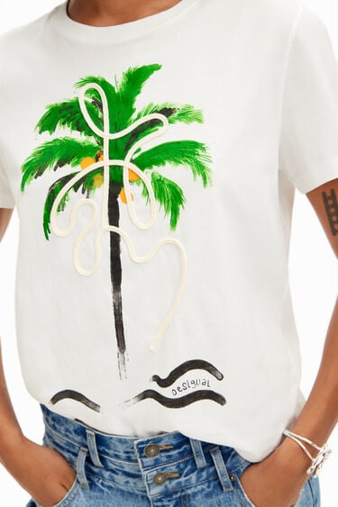 T-shirt handgeschilderde palmboom | Desigual