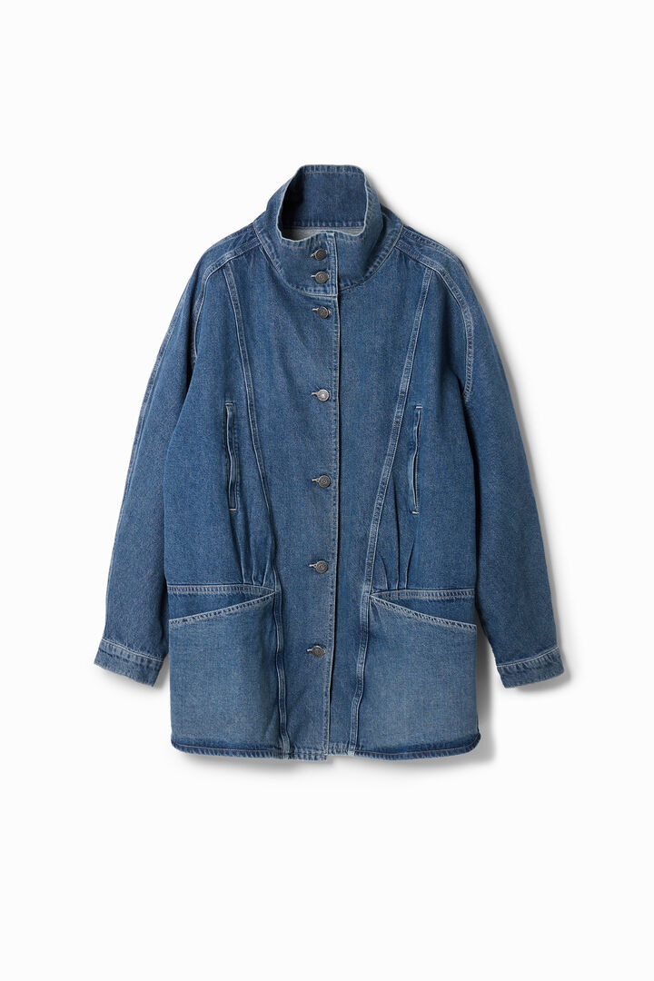 Denim jacket with striped effect and V-neck. | Desigual