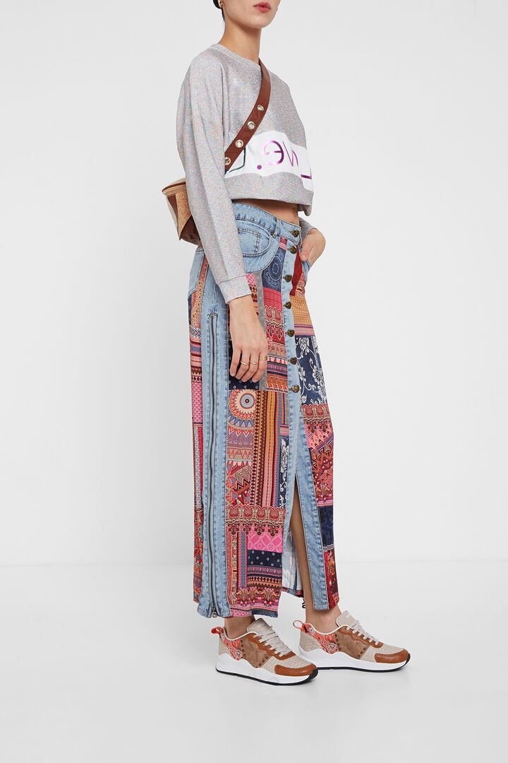 Jupe mi-longue en jean transformable | Desigual
