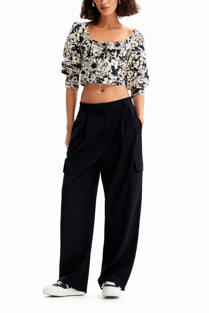 Cropped floral corset blouse | Desigual