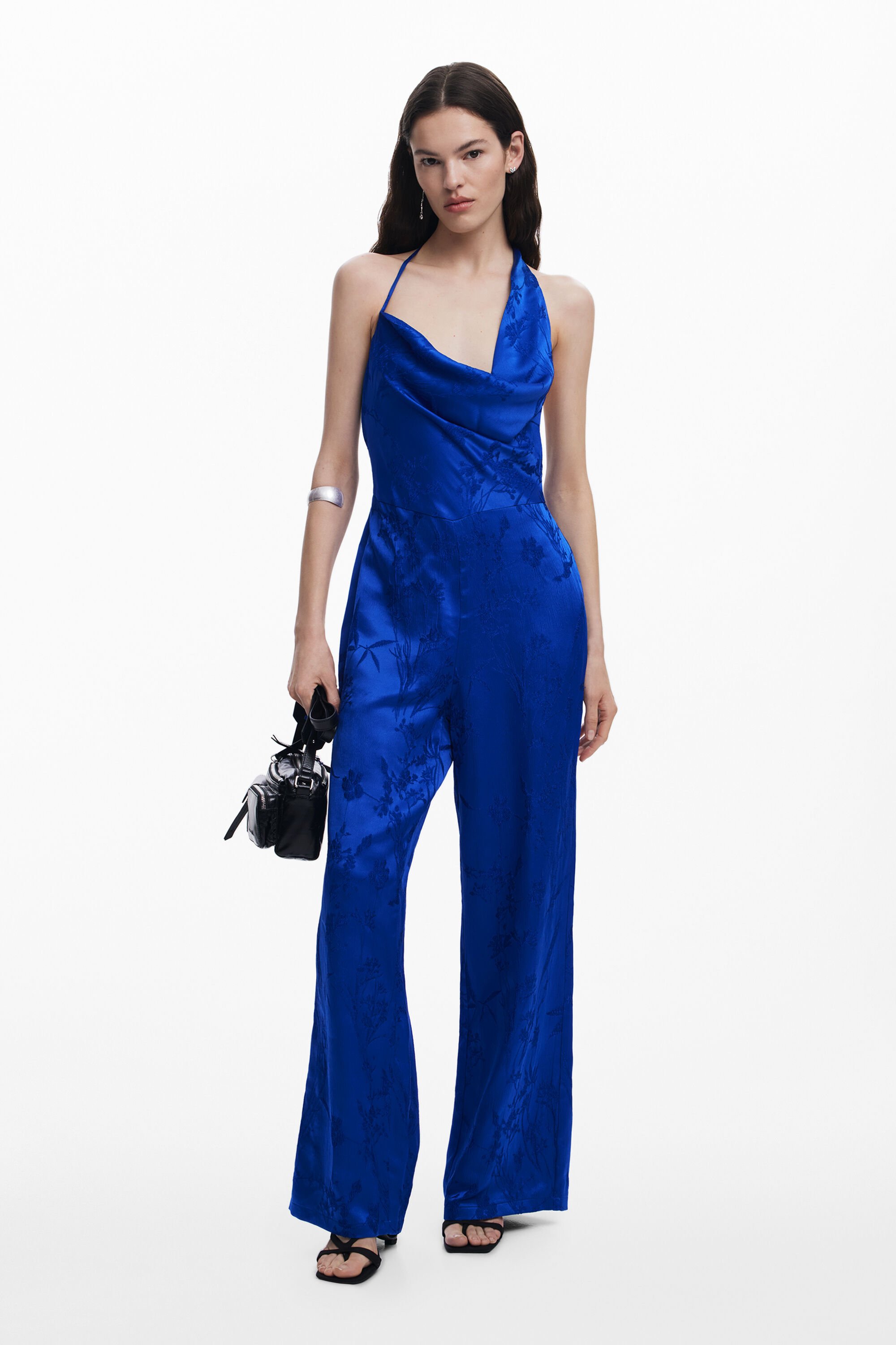 Asymmetric Wide Leg Fluid Jumpsuit