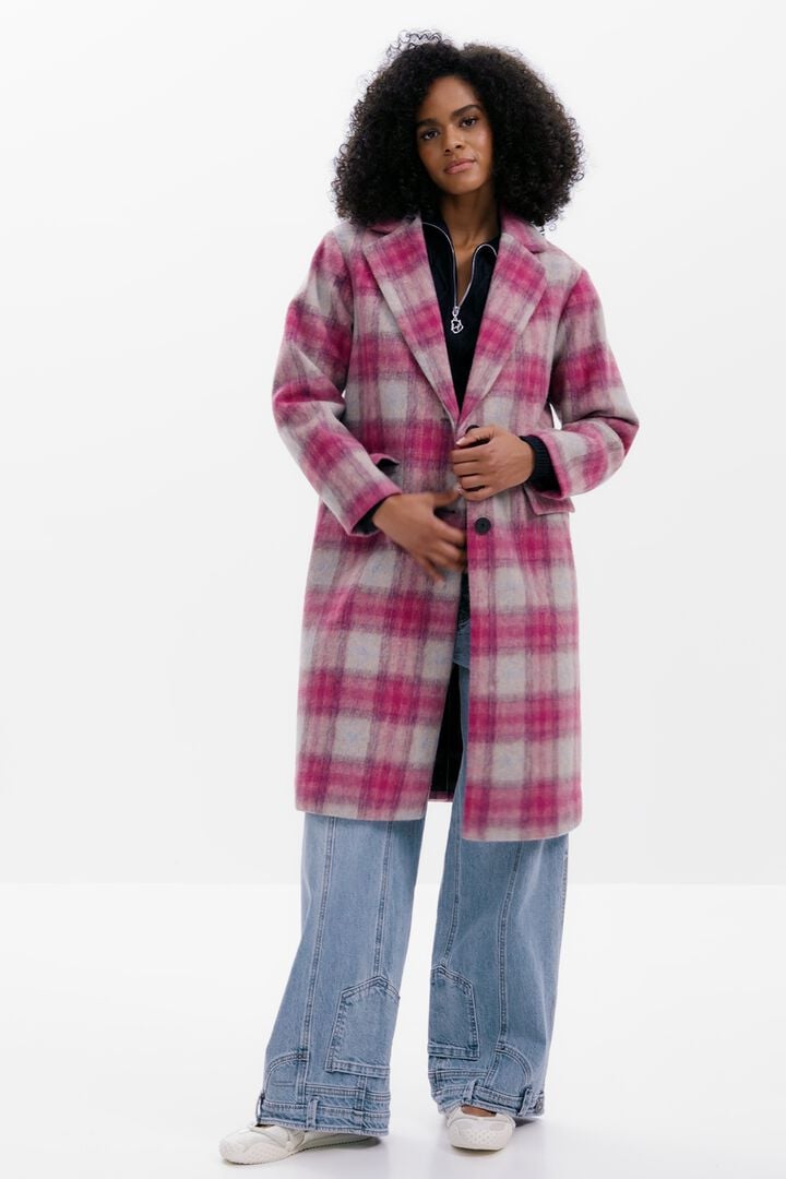 Manteau à carreaux rose | Desigual