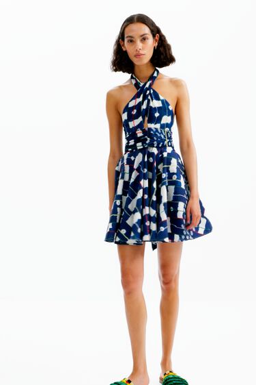 Stella Jean short halter dress | Desigual