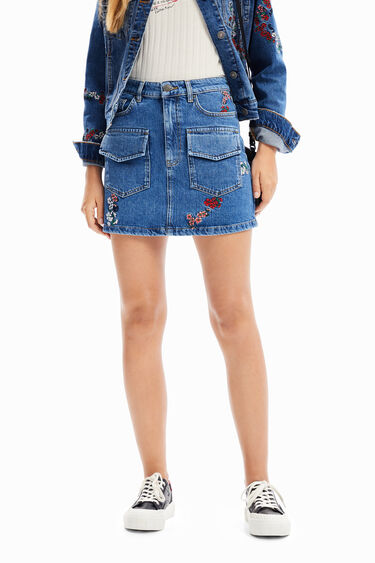 Minifalda vaquera flores | Desigual