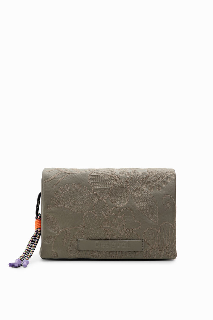 Midsize floral embroidery crossbody bag | Desigual