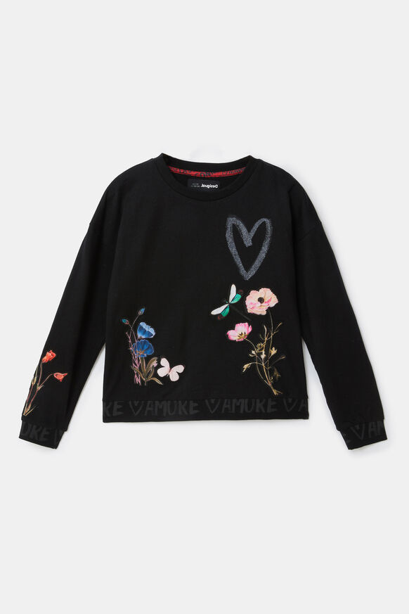 Fleece sweatshirt met bloemen | Desigual