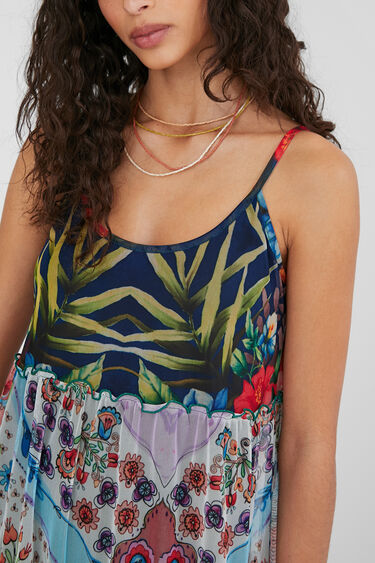 Long flared dress floral patch | Desigual