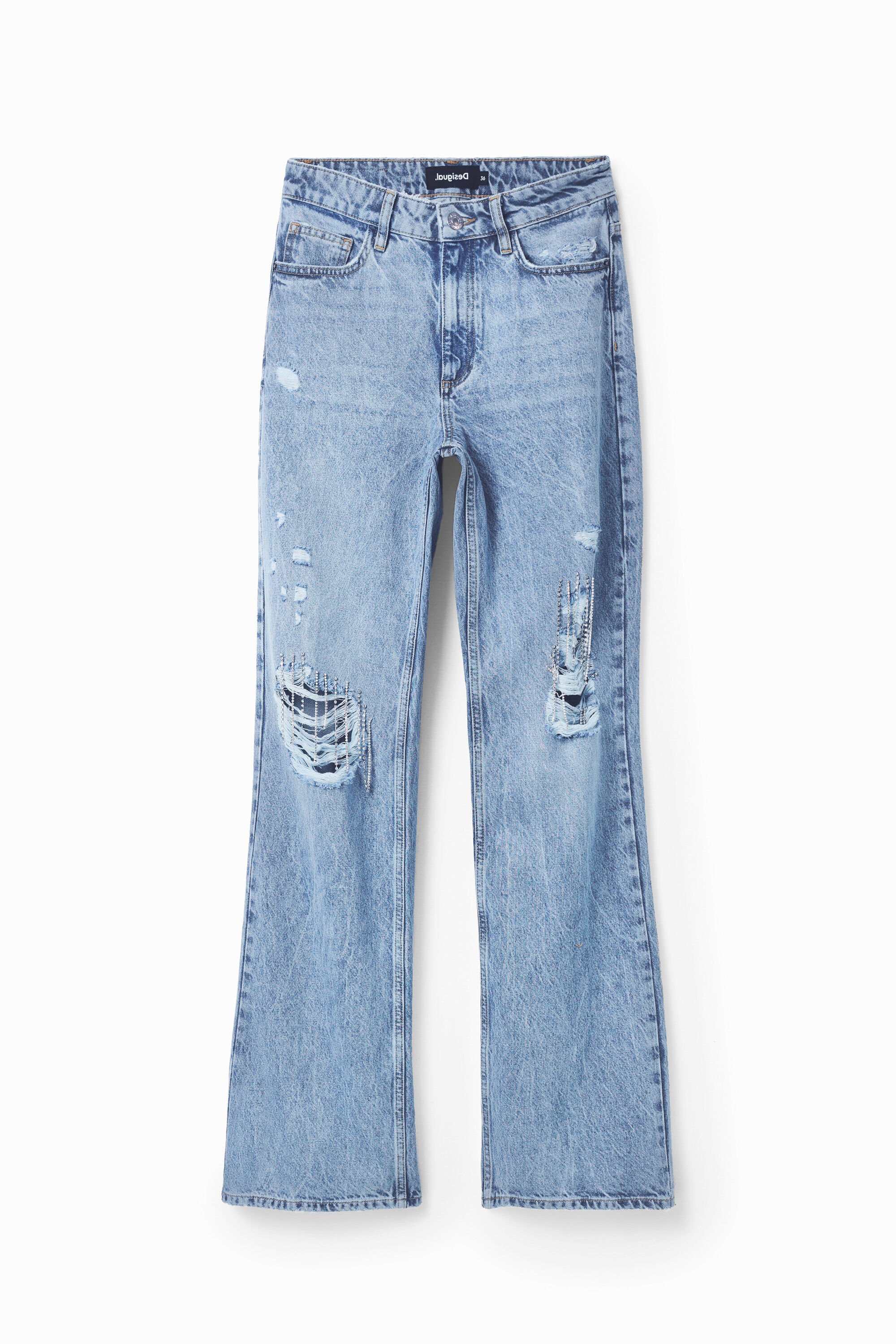 Jeans Wide Leg Strass
