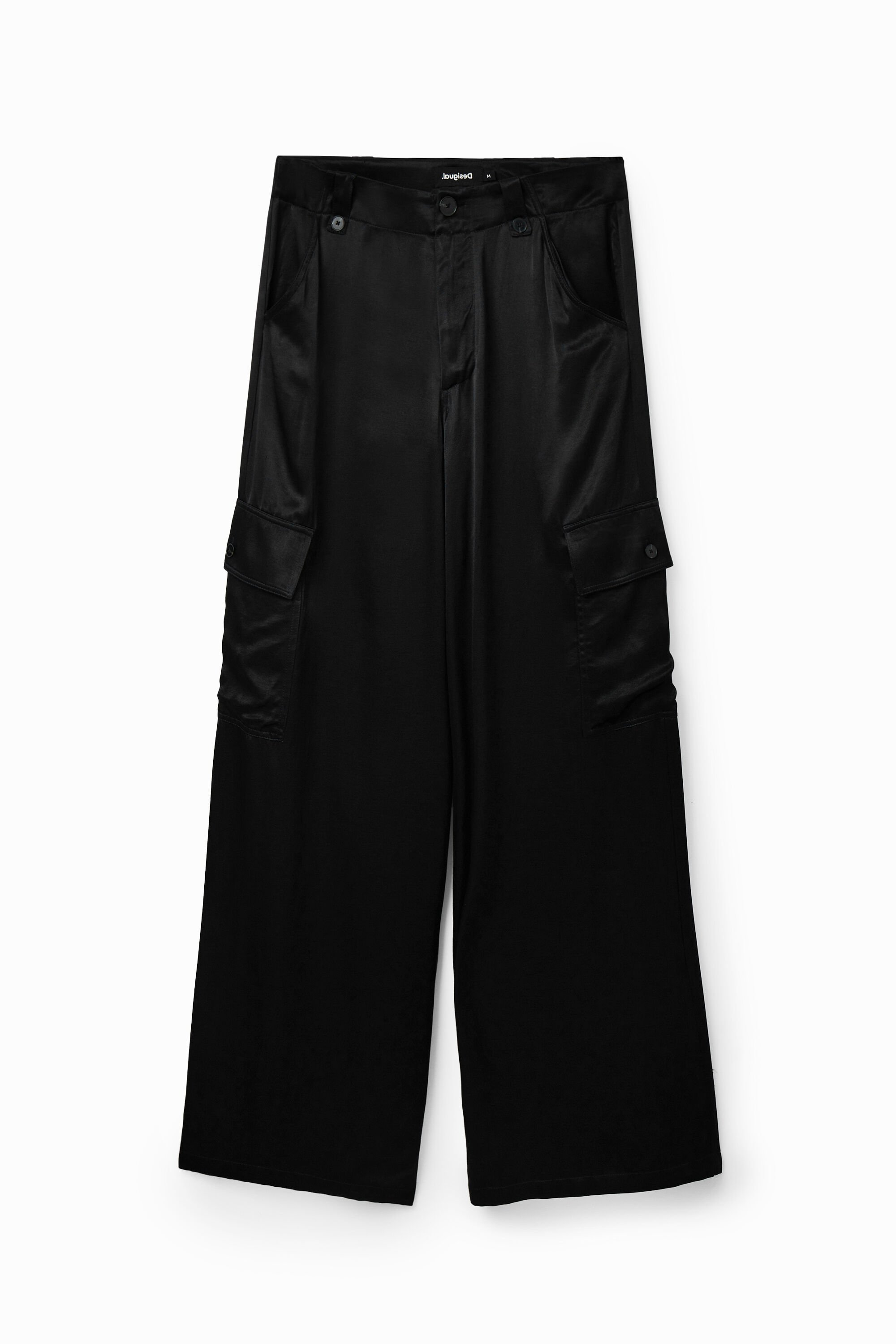 Pantalon cargo wide leg satiné