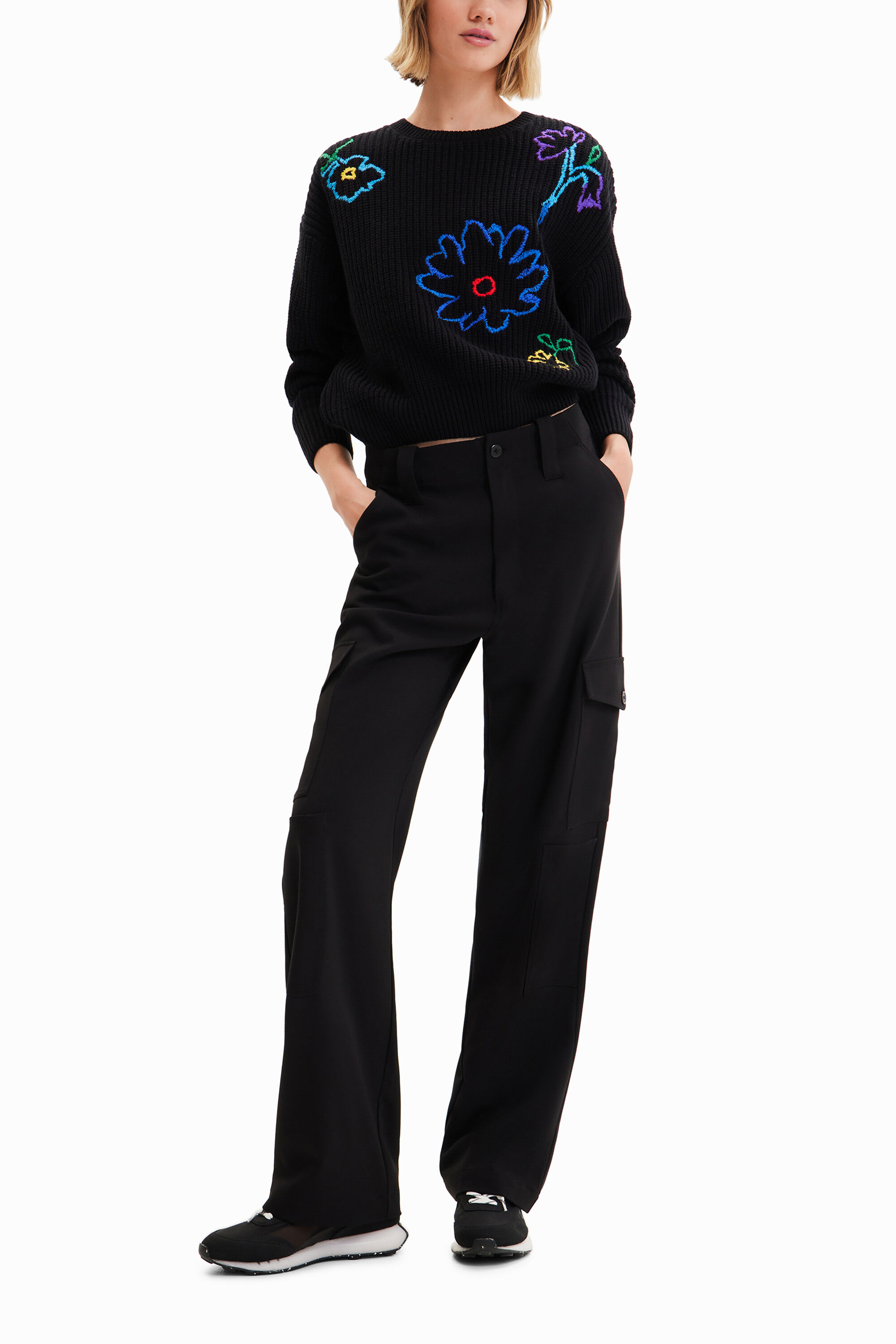 Jersey bordado flores zara store