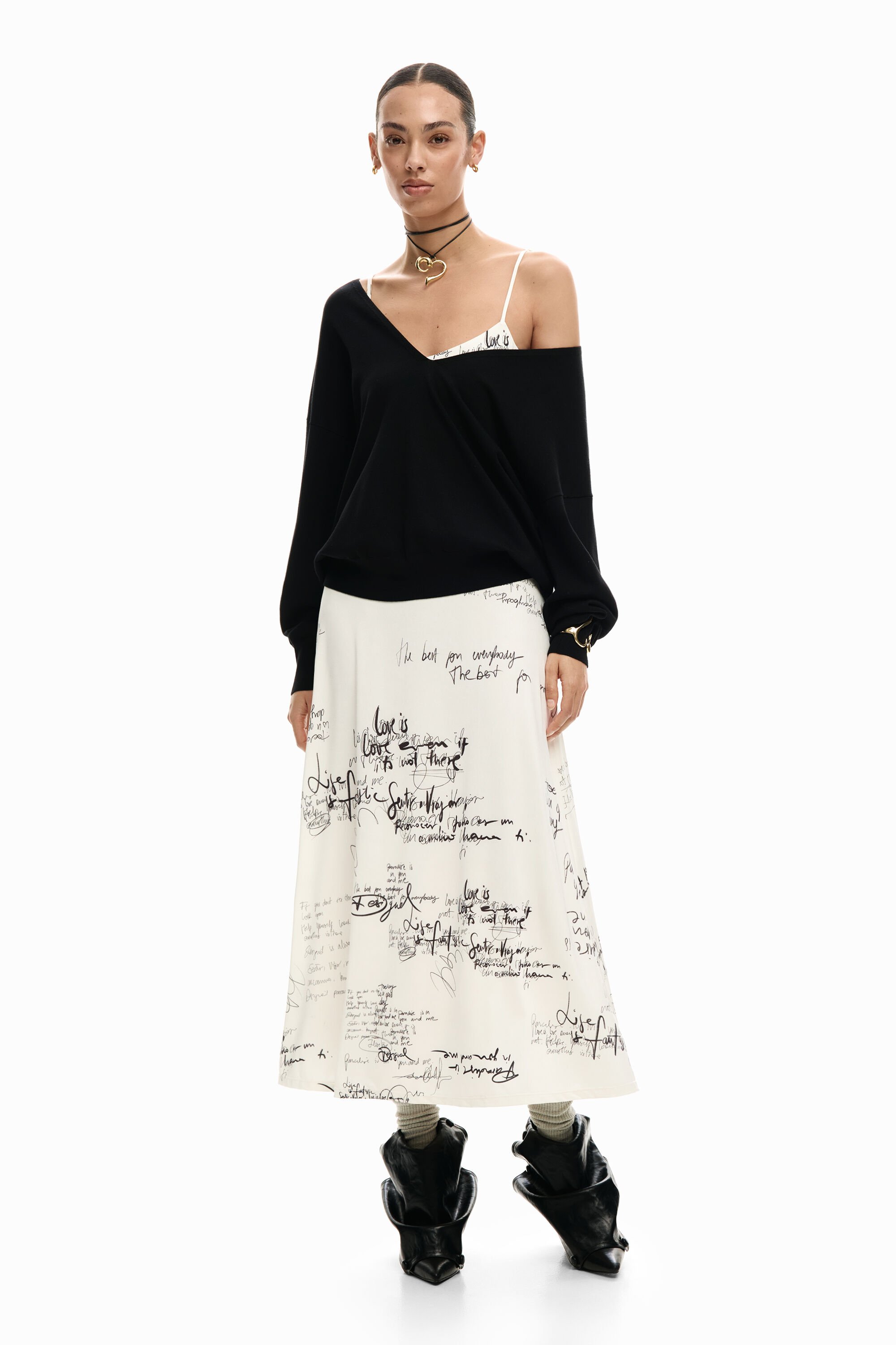 Desigual, Langes Kleid kombiniert G15G145:G149, Damen, Weiß, XS