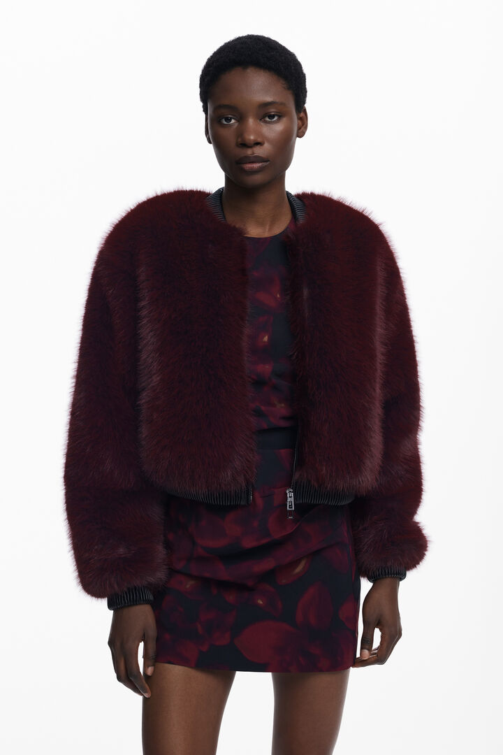 Raspberry fur jacket