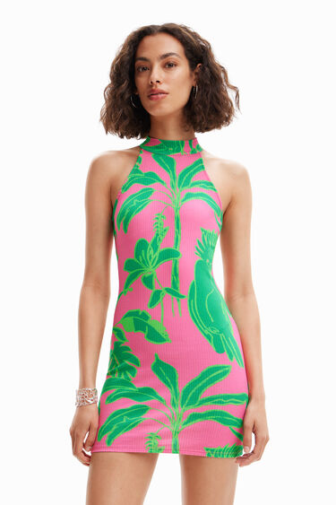 Vestido corto cuello halter | Desigual