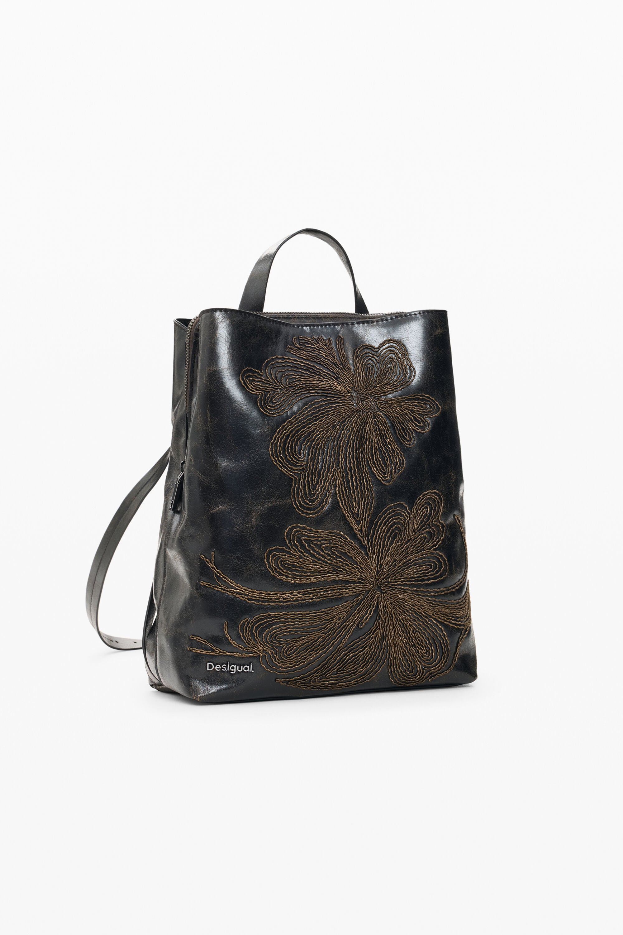 Mochila Bordados Pequeño, Poliuretano, MarróN, U