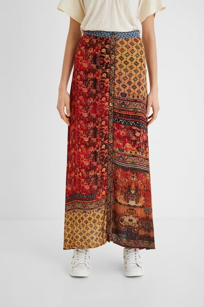 Desigual Women´s Knit Skirt Long， Red， XL