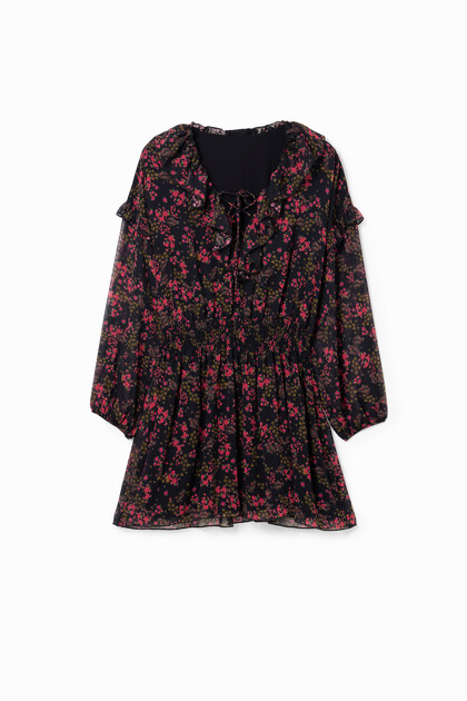 Vestido curto gaze flores