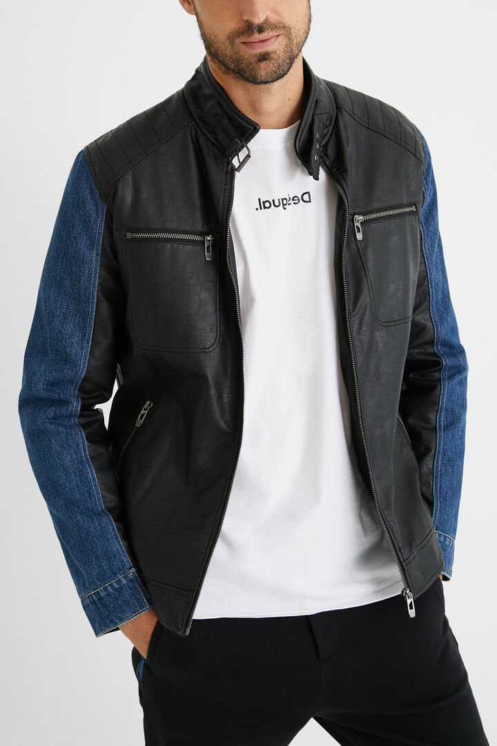 Jacket hybrid denim leather effect | Desigual