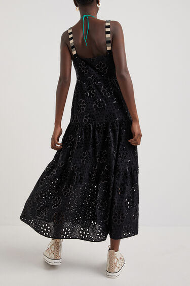 Swiss embroidery maxi dress | Desigual