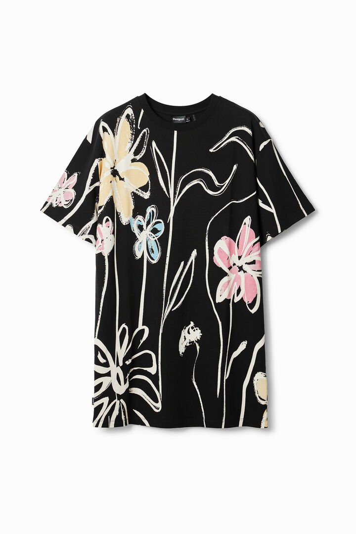 Vestido corto flores ilustradas | Desigual
