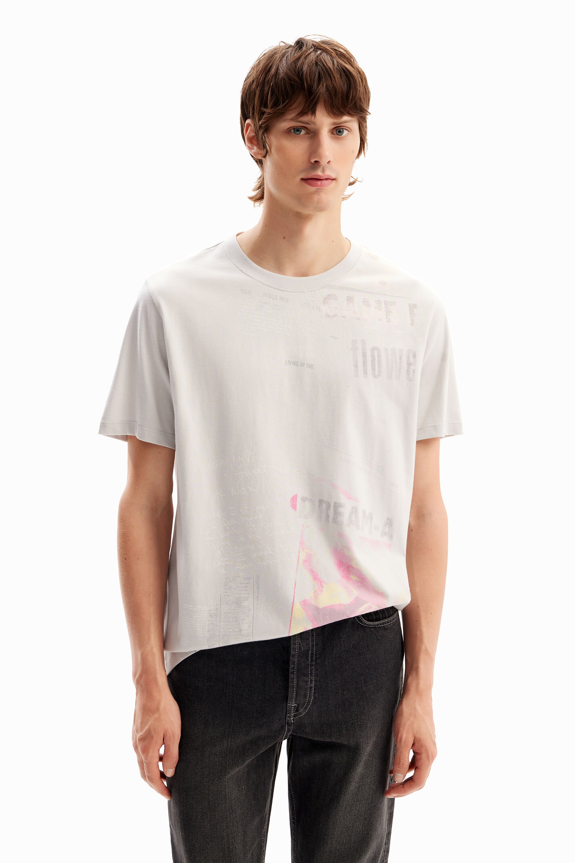 Desigual Cotton newspaper T-shirt