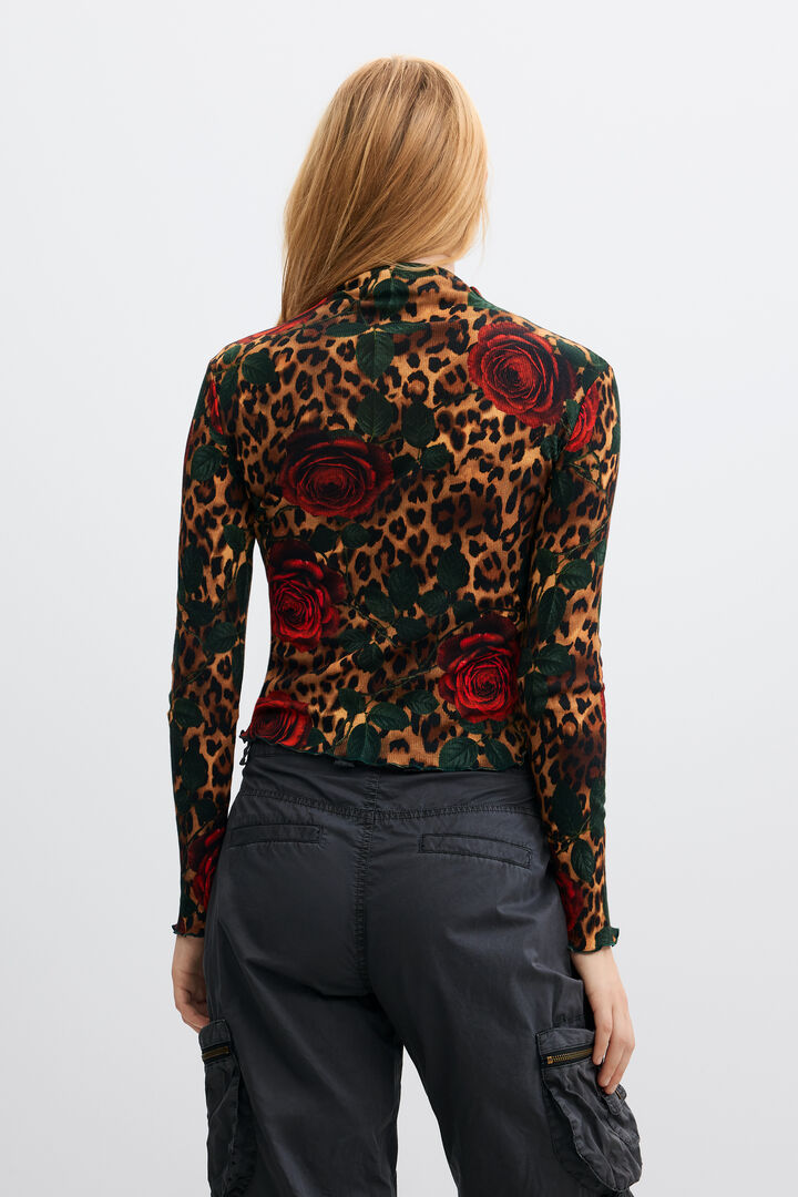 ribbed T-shirt animal print
