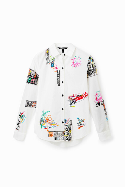 Long-sleeve illustrated shirt