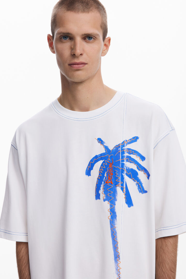 Palm tree T-shirt with topstitching | Desigual