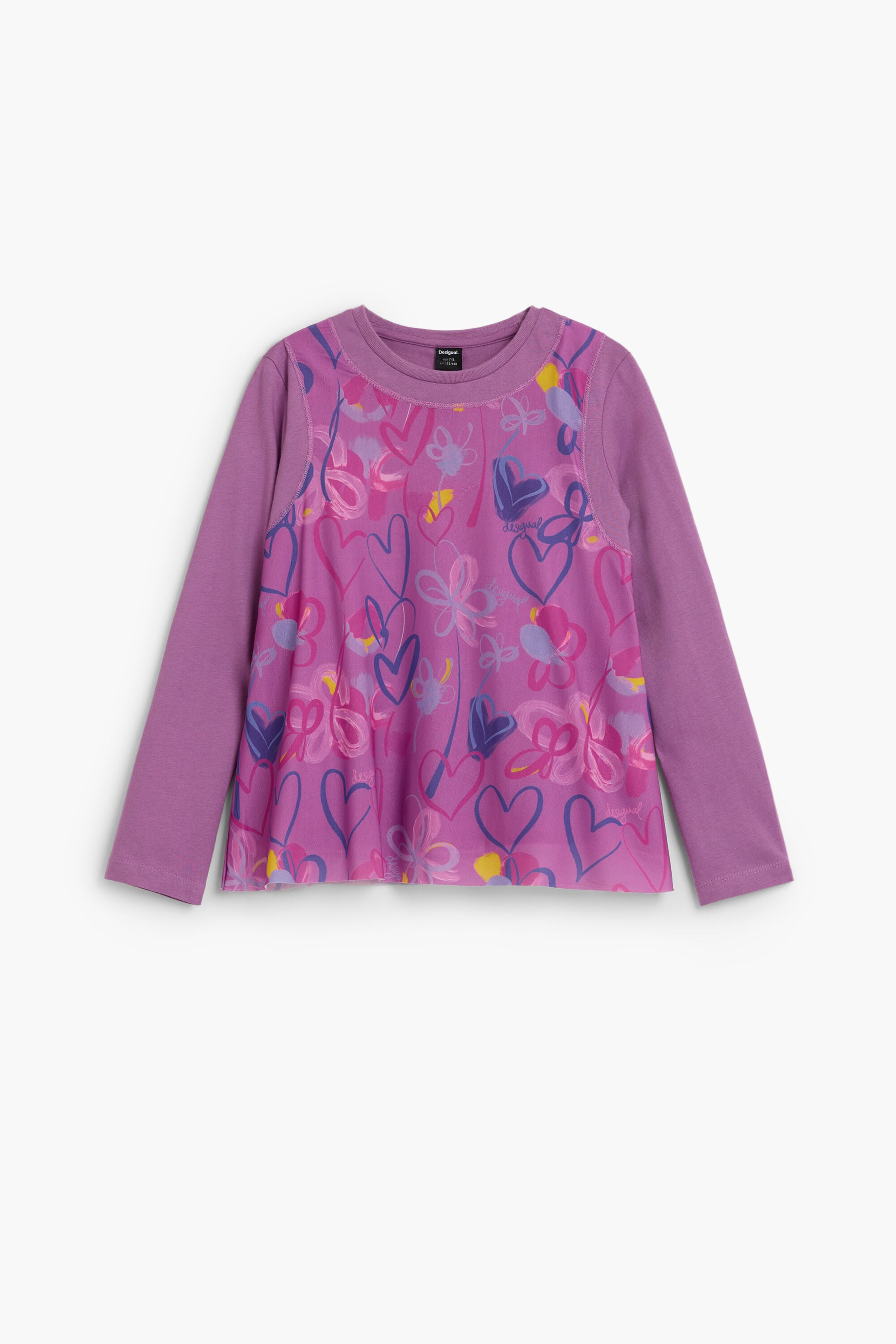 Camiseta de manga larga corazones, Rojo, 3/4