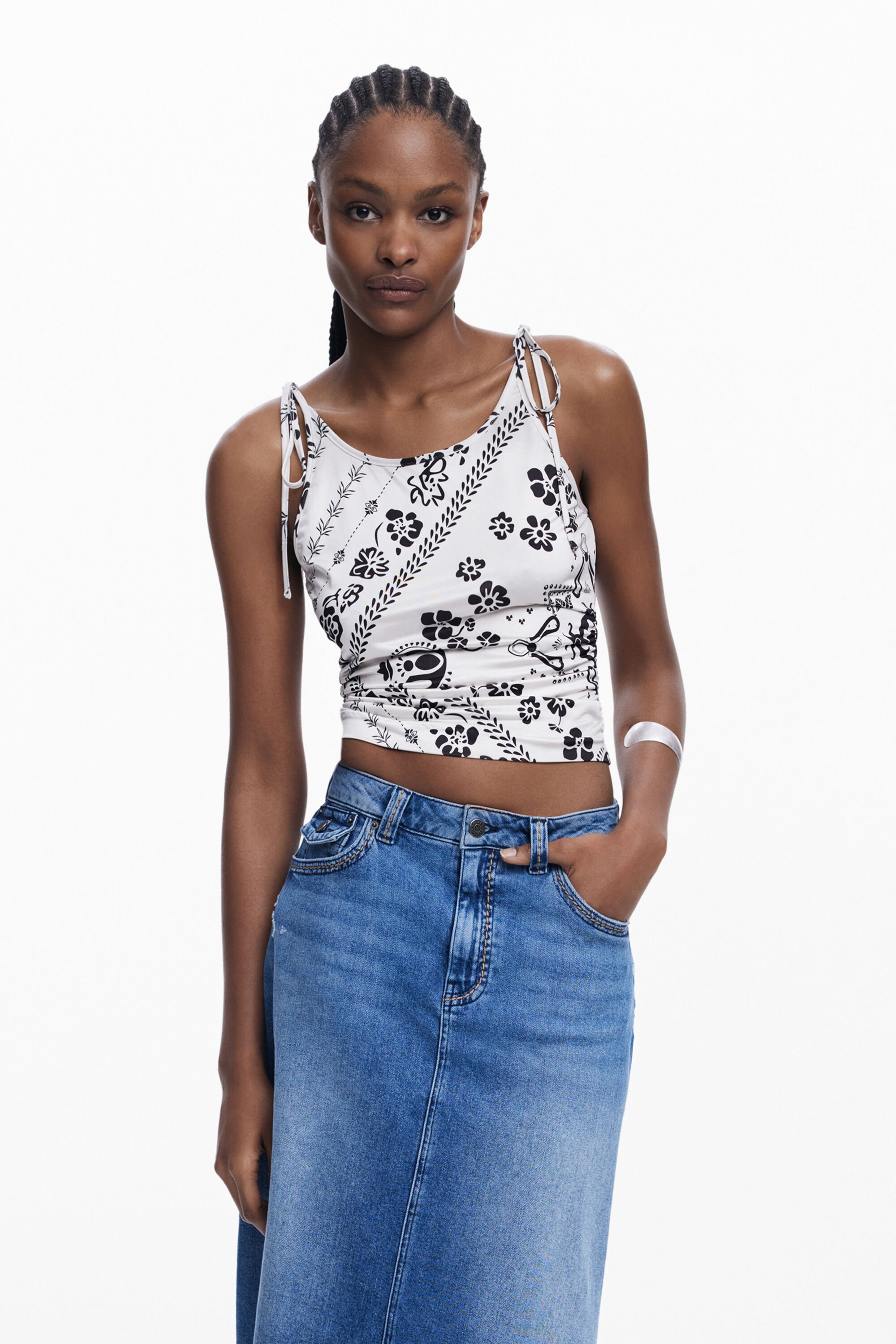 Desigual Asymmetric Midi Denim Skirt In Blue