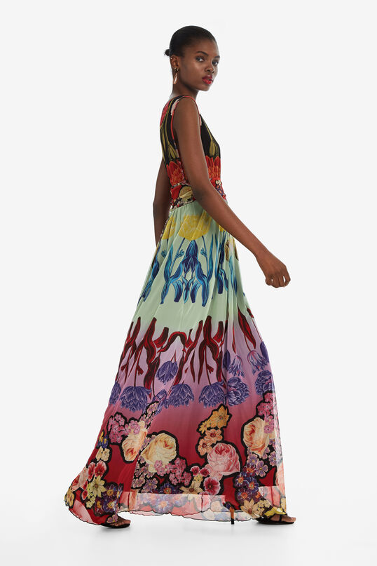 Long V-neck Dress Clavelitos Designed by M. Christian Lacroix | Desigual