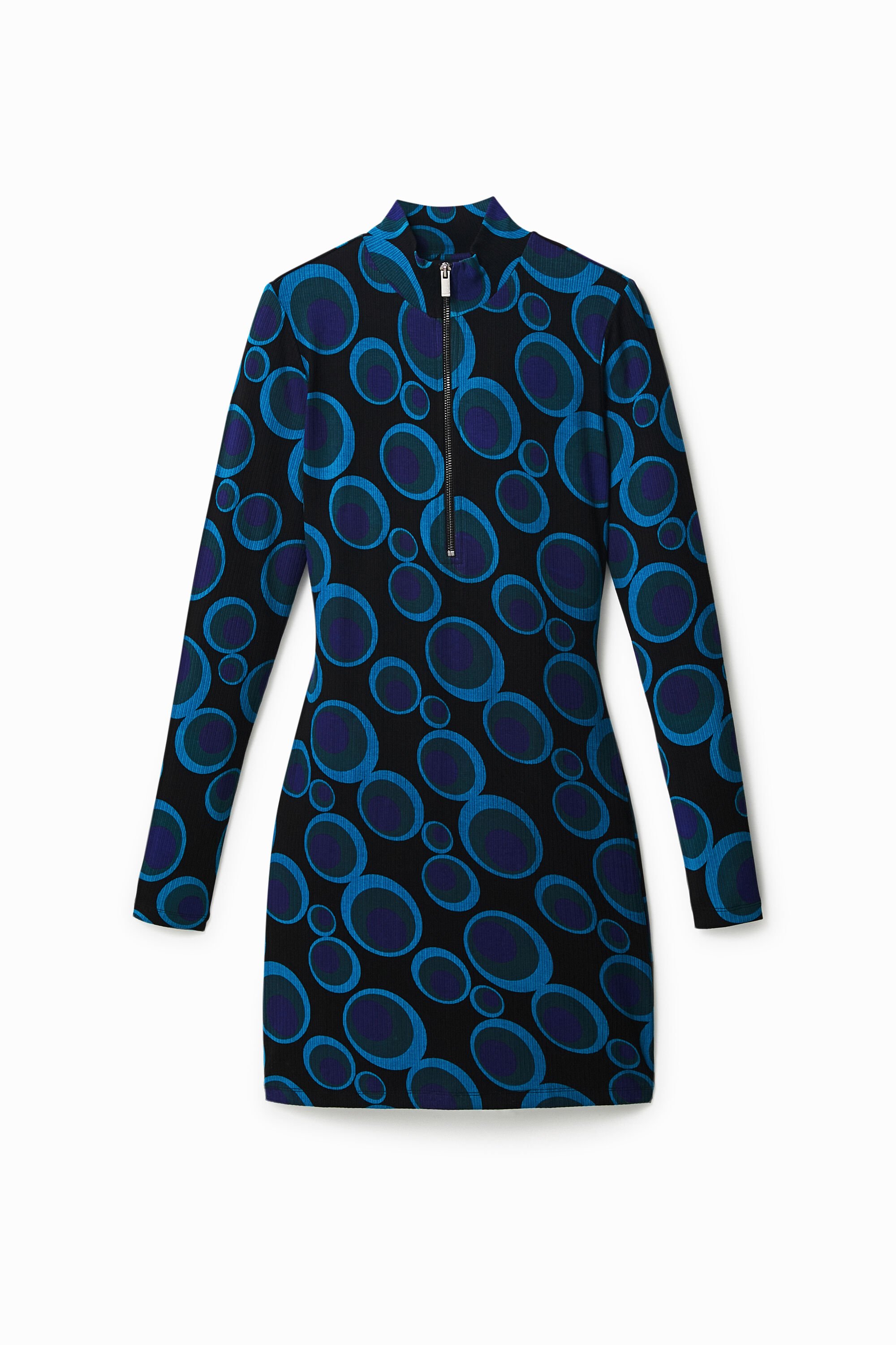 Kurzes Kleid Slim Fit Kreismuster