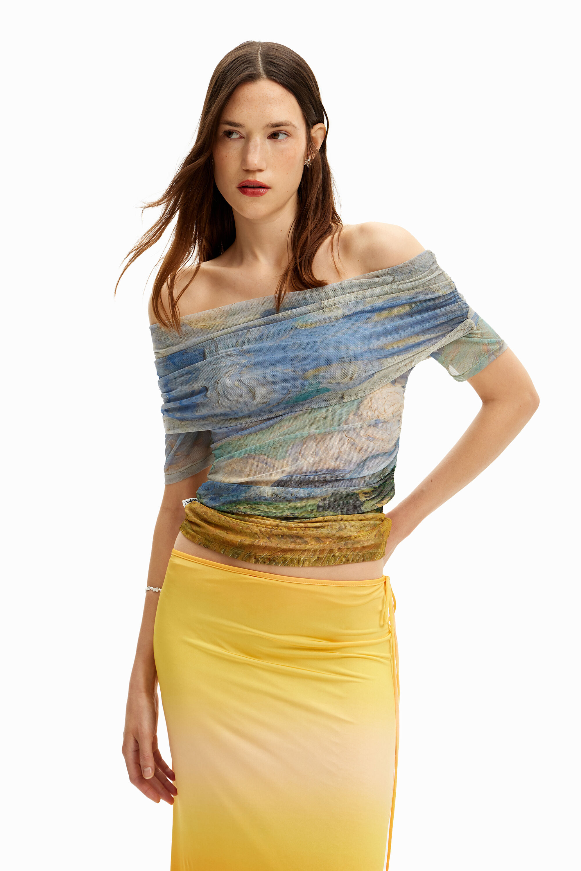 Camiseta bandeau Van Gogh de mujer Desigual