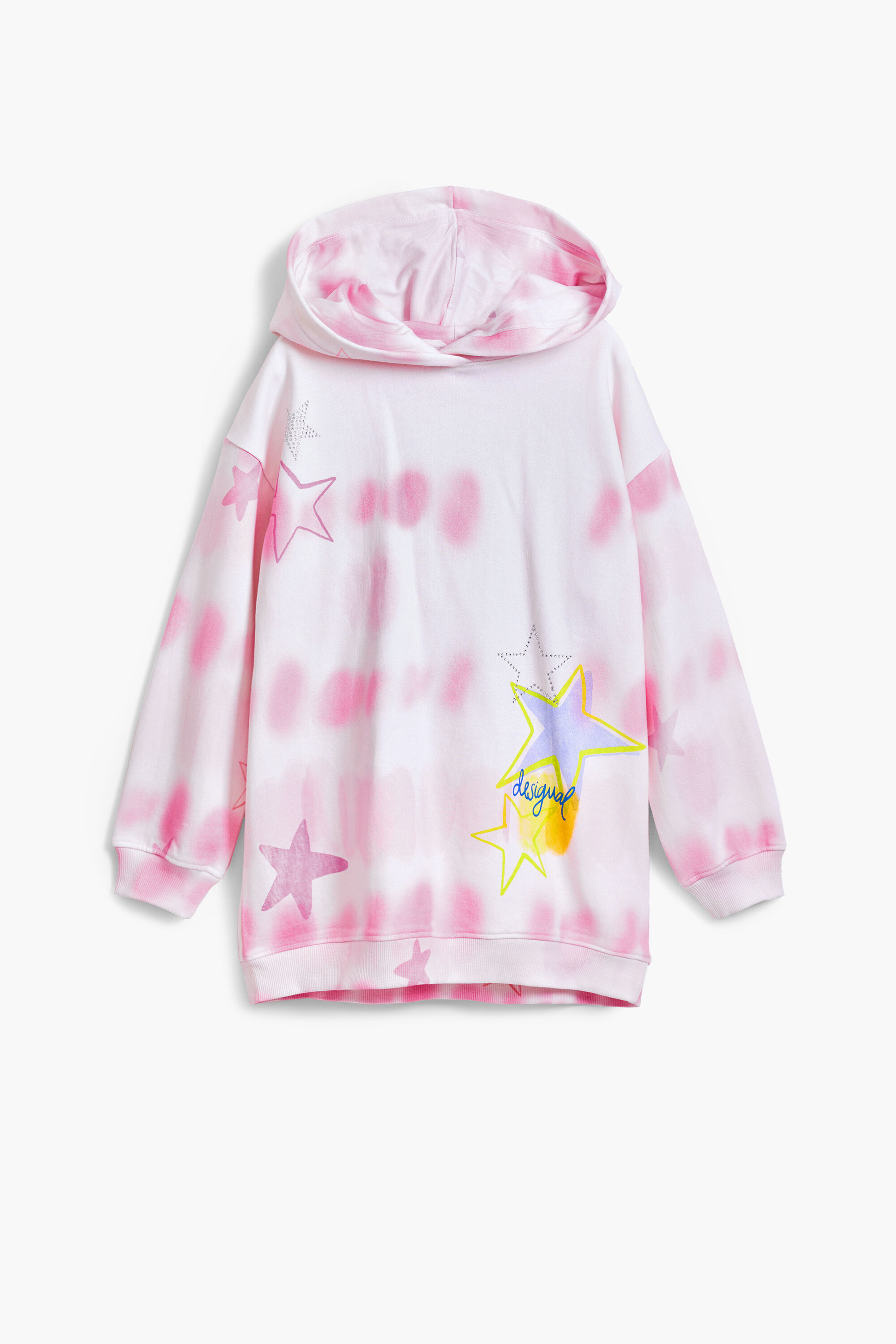 Vestido sudadera tie-dye, Algodon, Rojo,