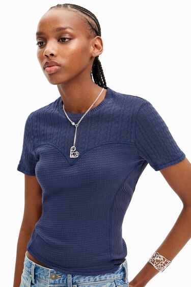 透かし編み パッチワーク Tシャツ | Desigual