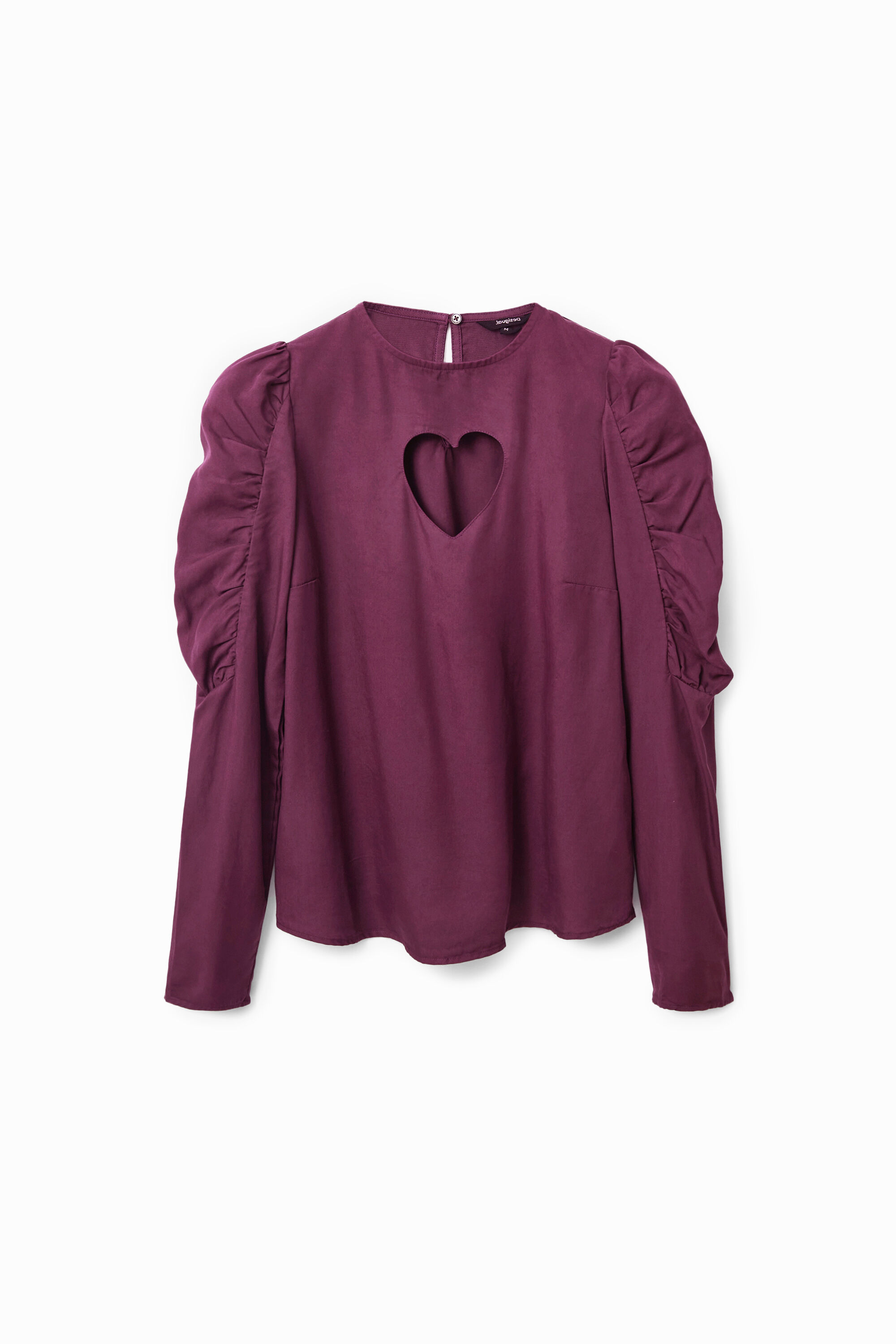 Balloon-sleeve blouse with heart - RED - L