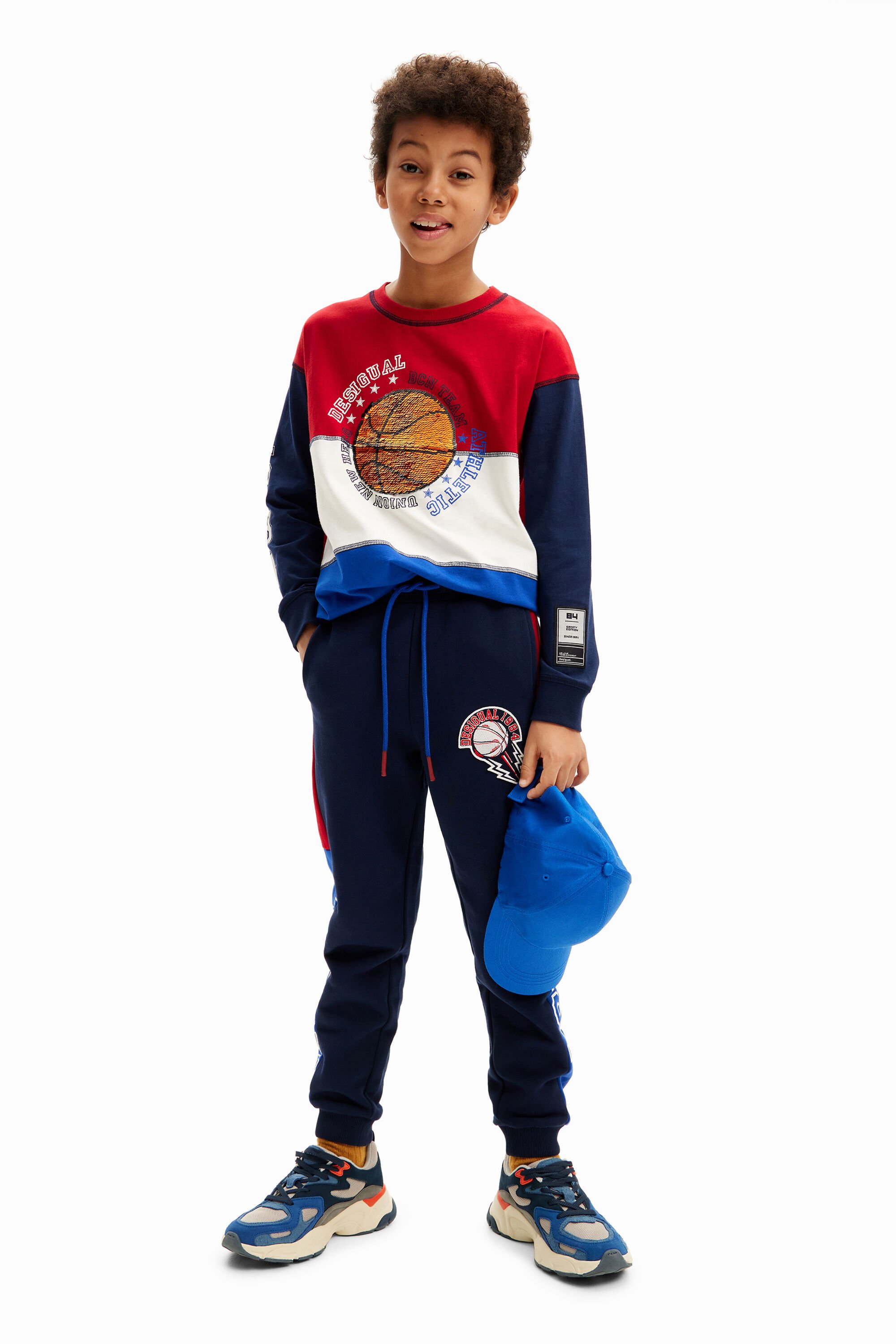 Maglietta da basket tricolore da bambino I Desigual